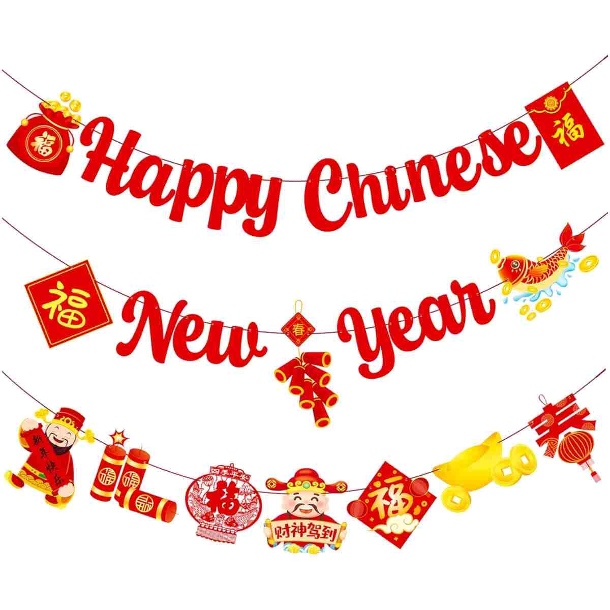 Happy Chinese New Year Party Banner 2025 Chinese New Year Decorations Lunar New Year Banner Spring Festival Lunar New Year Decor for 2025 Chinese New Year Party Banner Year of...