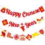Happy Chinese New Year Party Banner 2025 Chinese New Year Decorations Lunar New Year Banner Spring Festival Lunar New Year Decor for 2025 Chinese New Year Party Banner Year of...