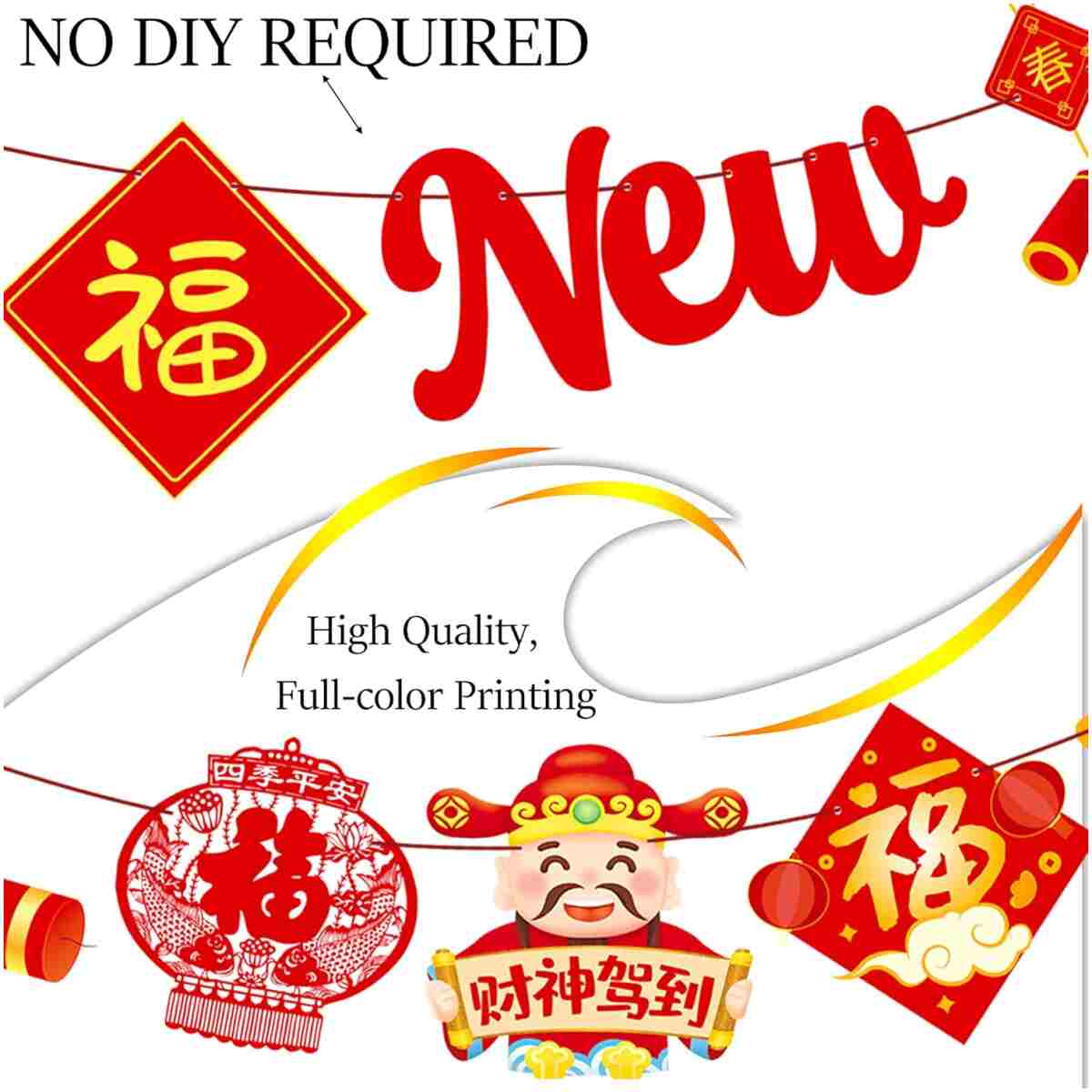 Happy Chinese New Year Party Banner 2025 Chinese New Year Decorations Lunar New Year Banner Spring Festival Lunar New Year Decor for 2025 Chinese New Year Party Banner Year of...
