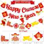 Happy Chinese New Year Party Banner 2025 Chinese New Year Decorations Lunar New Year Banner Spring Festival Lunar New Year Decor for 2025 Chinese New Year Party Banner Year of...
