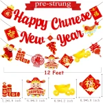 Happy Chinese New Year Party Banner 2025 Chinese New Year Decorations Lunar New Year Banner Spring Festival Lunar New Year Decor for 2025 Chinese New Year Party Banner Year of...