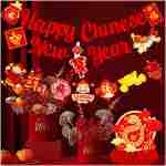Happy Chinese New Year Party Banner 2025 Chinese New Year Decorations Lunar New Year Banner Spring Festival Lunar New Year Decor for 2025 Chinese New Year Party Banner Year of...