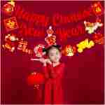 Happy Chinese New Year Party Banner 2025 Chinese New Year Decorations Lunar New Year Banner Spring Festival Lunar New Year Decor for 2025 Chinese New Year Party Banner Year of...