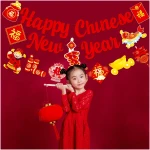 Happy Chinese New Year Party Banner 2025 Chinese New Year Decorations Lunar New Year Banner Spring Festival Lunar New Year Decor for 2025 Chinese New Year Party Banner Year of...
