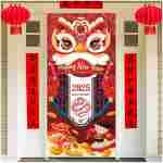 HOWAF Chinese New Year's Decoration Door Banner, Large Fabric 2025 New Year's Eve Party Door Cover, Year of the Snake Backdrop Banner for Spring Festival Party Supplies, Red...