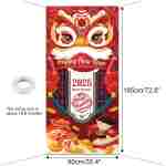 HOWAF Chinese New Year's Decoration Door Banner, Large Fabric 2025 New Year's Eve Party Door Cover, Year of the Snake Backdrop Banner for Spring Festival Party Supplies, Red...