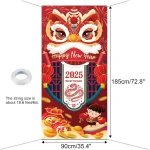 HOWAF Chinese New Year's Decoration Door Banner, Large Fabric 2025 New Year's Eve Party Door Cover, Year of the Snake Backdrop Banner for Spring Festival Party Supplies, Red...