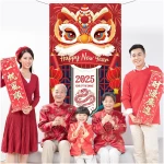 HOWAF Chinese New Year's Decoration Door Banner, Large Fabric 2025 New Year's Eve Party Door Cover, Year of the Snake Backdrop Banner for Spring Festival Party Supplies, Red...