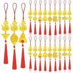 JULMELON 20PCS Chinese New Year Decorations 2025 Year of The Snake Gold Feng Shui Hanging Pendants Chinese Knot Good Lucky Ornaments for Car Spring Festival Lunar New Year...