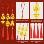 JULMELON 20PCS Chinese New Year Decorations 2025 Year of The Snake Gold Feng Shui Hanging Pendants Chinese Knot Good Lucky Ornaments for Car Spring Festival Lunar New Year...