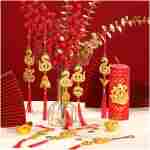 JULMELON 20PCS Chinese New Year Decorations 2025 Year of The Snake Gold Feng Shui Hanging Pendants Chinese Knot Good Lucky Ornaments for Car Spring Festival Lunar New Year...