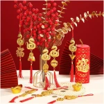 JULMELON 20PCS Chinese New Year Decorations 2025 Year of The Snake Gold Feng Shui Hanging Pendants Chinese Knot Good Lucky Ornaments for Car Spring Festival Lunar New Year...