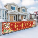 Large 2025 Chinese New Year Banner for Fence Chinese New Year Decorations 2025 Snake Lunar New Year Spring Festival Decorations and Supplies for Home