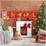 Large 2025 Chinese New Year Banner for Fence Chinese New Year Decorations 2025 Snake Lunar New Year Spring Festival Decorations and Supplies for Home
