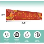Large Happy Chinese New Year 2025 Banner for Fence Year of The Snake Asian Chinese New Year Party Decorations and Supplies for Home
