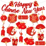 LARRAZABAL Chinese New Year Decorations 2025, Lunar Chinese New Year Decorations Include Chinese New Year Banners and Hanging Swirls for Home Office, Chinese New Year 2025 Party...