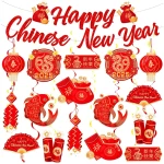 LARRAZABAL Chinese New Year Decorations 2025, Lunar Chinese New Year Decorations Include Chinese New Year Banners and Hanging Swirls for Home Office, Chinese New Year 2025 Party...