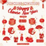 LARRAZABAL Chinese New Year Decorations 2025, Lunar Chinese New Year Decorations Include Chinese New Year Banners and Hanging Swirls for Home Office, Chinese New Year 2025 Party...