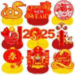 Lunar New Year Honeycomb Centerpieces 2025 Chinese New Year Table Centerpieces Spring Festival Party Centerpieces for Happy Chinese New Year Year of The Snake Party Supplies