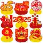 Lunar New Year Honeycomb Centerpieces 2025 Chinese New Year Table Centerpieces Spring Festival Party Centerpieces for Happy Chinese New Year Year of The Snake Party Supplies