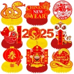 Lunar New Year Honeycomb Centerpieces 2025 Chinese New Year Table Centerpieces Spring Festival Party Centerpieces for Happy Chinese New Year Year of The Snake Party Supplies
