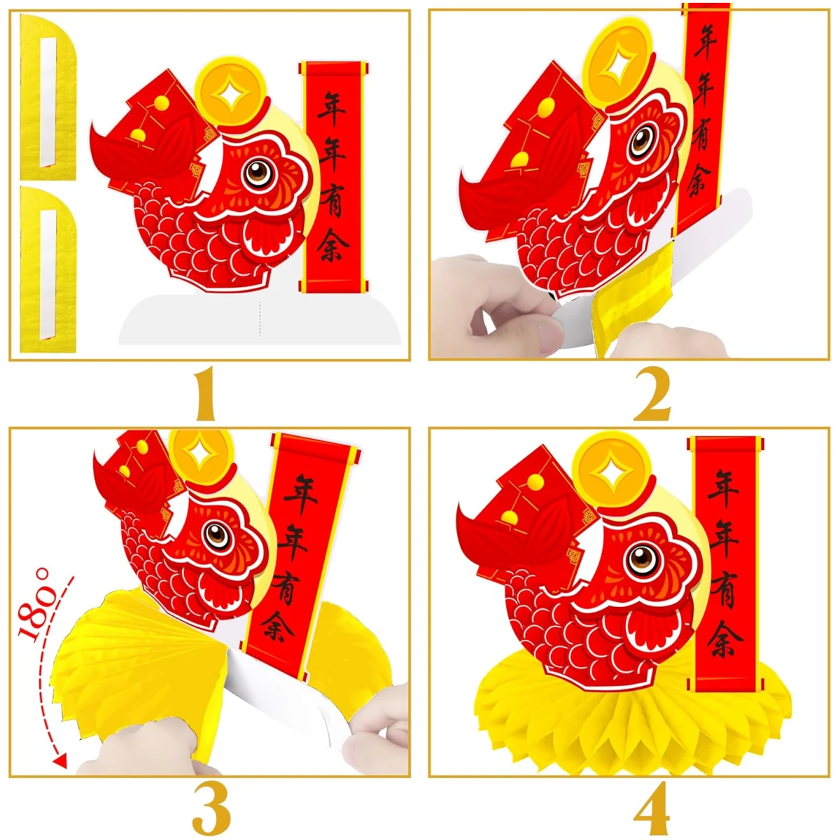 Lunar New Year Honeycomb Centerpieces 2025 Chinese New Year Table Centerpieces Spring Festival Party Centerpieces for Happy Chinese New Year Year of The Snake Party Supplies
