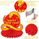 Lunar New Year Honeycomb Centerpieces 2025 Chinese New Year Table Centerpieces Spring Festival Party Centerpieces for Happy Chinese New Year Year of The Snake Party Supplies