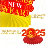 Lunar New Year Honeycomb Centerpieces 2025 Chinese New Year Table Centerpieces Spring Festival Party Centerpieces for Happy Chinese New Year Year of The Snake Party Supplies