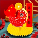 Lunar New Year Honeycomb Centerpieces 2025 Chinese New Year Table Centerpieces Spring Festival Party Centerpieces for Happy Chinese New Year Year of The Snake Party Supplies