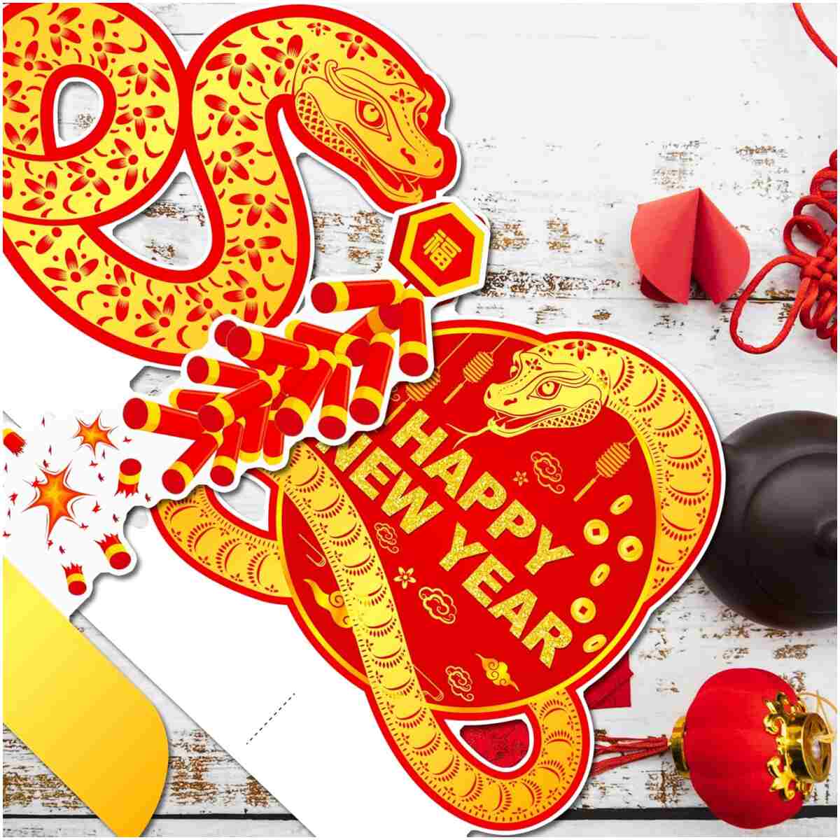 Lunar New Year Honeycomb Centerpieces 2025 Chinese New Year Table Centerpieces Spring Festival Party Centerpieces for Happy Chinese New Year Year of The Snake Party Supplies