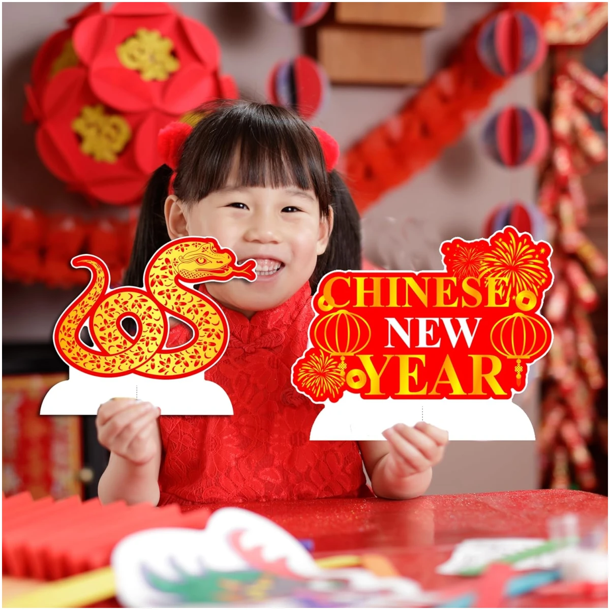 Lunar New Year Honeycomb Centerpieces 2025 Chinese New Year Table Centerpieces Spring Festival Party Centerpieces for Happy Chinese New Year Year of The Snake Party Supplies