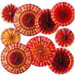 Outus 9 Pcs Chinese New Year Decorations Paper Fans Red Chinese Hanging Ornaments Lunar New Year Party Fan Ceiling Wall Decor for 2025 Year of The Snake Spring Festival Party...