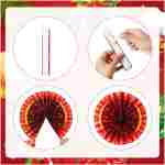 Outus 9 Pcs Chinese New Year Decorations Paper Fans Red Chinese Hanging Ornaments Lunar New Year Party Fan Ceiling Wall Decor for 2025 Year of The Snake Spring Festival Party...