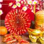 Outus 9 Pcs Chinese New Year Decorations Paper Fans Red Chinese Hanging Ornaments Lunar New Year Party Fan Ceiling Wall Decor for 2025 Year of The Snake Spring Festival Party...