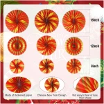 Outus 9 Pcs Chinese New Year Decorations Paper Fans Red Chinese Hanging Ornaments Lunar New Year Party Fan Ceiling Wall Decor for 2025 Year of The Snake Spring Festival Party...