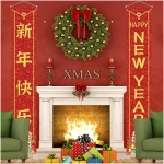 Red 2025 Chinese New Year Decorations Outdoor Lunar Happy New Year Banner 2025 Snake Lunar New Year Spring Festival Decorations and Supplies for Home