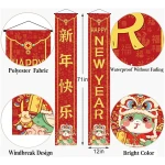 Red 2025 Chinese New Year Decorations Outdoor Lunar Happy New Year Banner 2025 Snake Lunar New Year Spring Festival Decorations and Supplies for Home