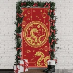 Red 2025 Chinese New Year Door Cover Lunar New Year Porch Sign Banner 2025 Snake Lunar New Year Spring Festival Decorations and Supplies for Home