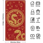 Red 2025 Chinese New Year Door Cover Lunar New Year Porch Sign Banner 2025 Snake Lunar New Year Spring Festival Decorations and Supplies for Home