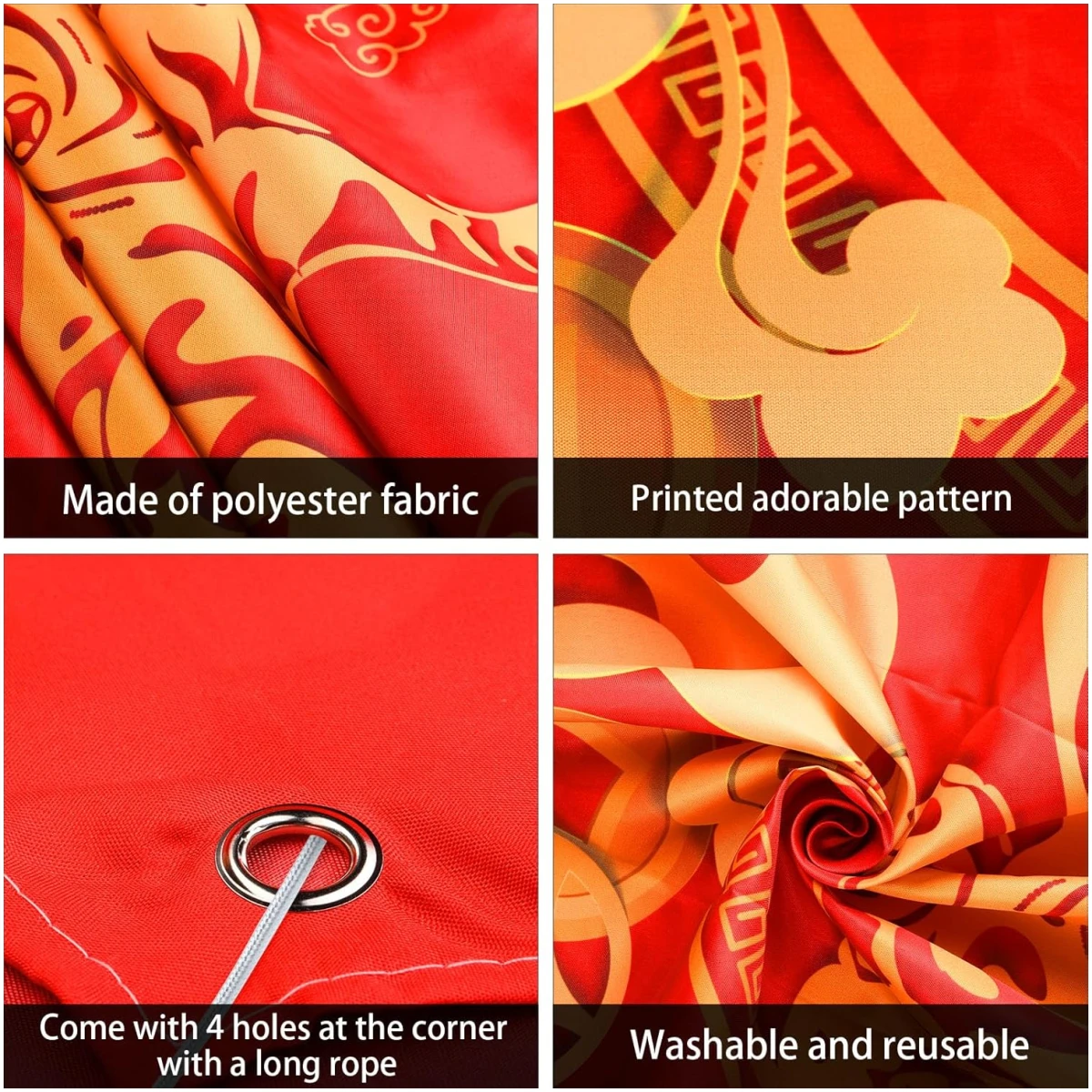 Sumind 2025 Happy Chinese New Year Large Decoration 72.8 x 43.3 Inch The Year of The Snake Fabric Backdrop, Booth Red Flowers Lucky Cloud Background Banner for Holiday Spring...