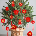 Whaline 36 Pieces Chinese New Year Decorations Chinese Knot Pendant Red Hanging Ornaments,Lucky Fu Pendants for New Year Home Office Car Trees Spring Festival New Year...