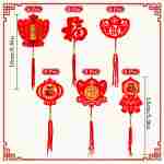Whaline 36 Pieces Chinese New Year Decorations Chinese Knot Pendant Red Hanging Ornaments,Lucky Fu Pendants for New Year Home Office Car Trees Spring Festival New Year...