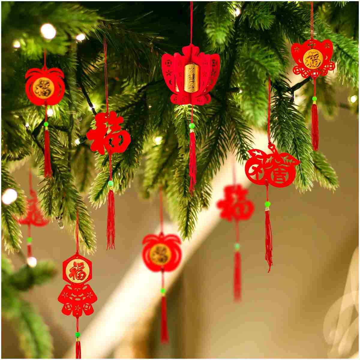 Whaline 36 Pieces Chinese New Year Decorations Chinese Knot Pendant Red Hanging Ornaments,Lucky Fu Pendants for New Year Home Office Car Trees Spring Festival New Year...