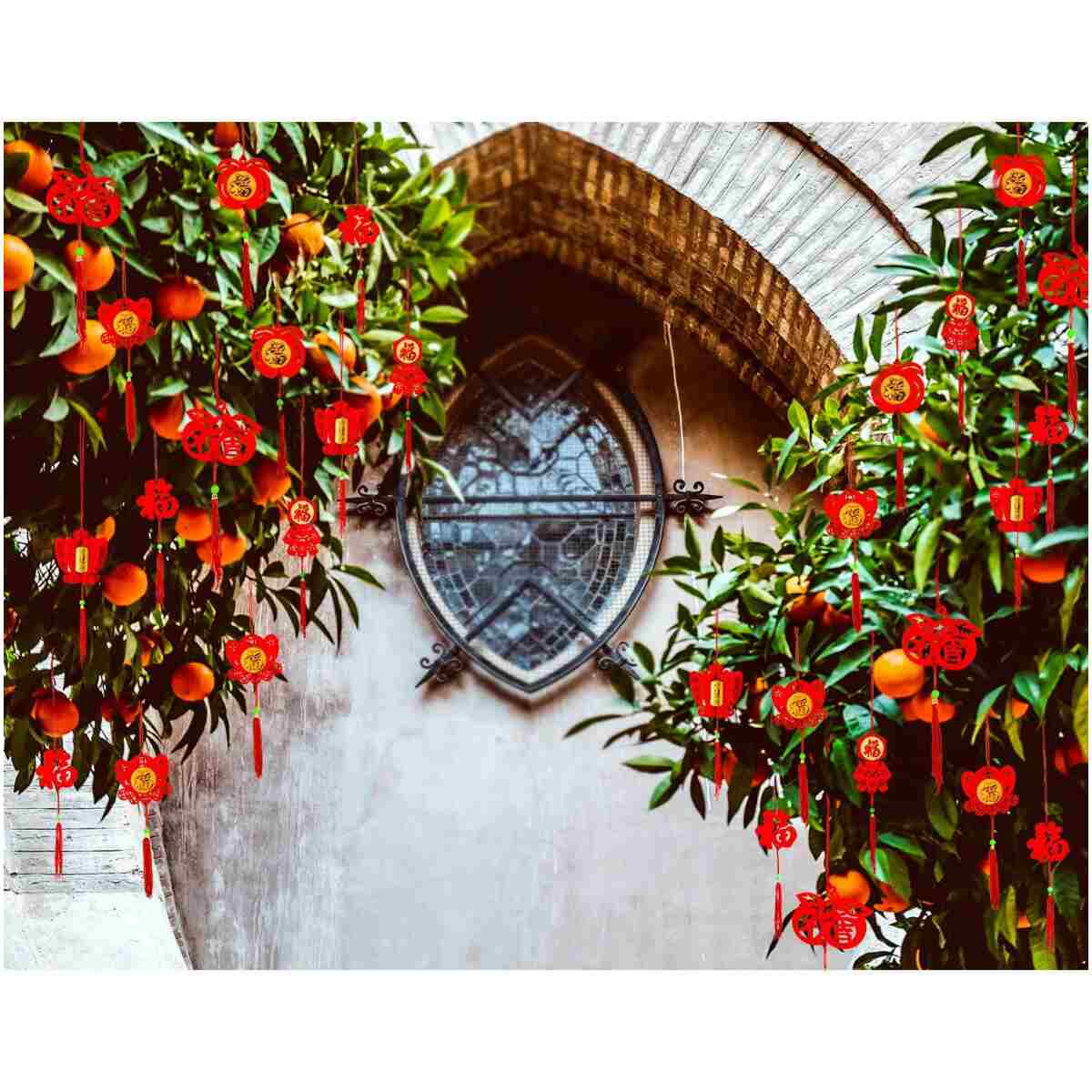 Whaline 36 Pieces Chinese New Year Decorations Chinese Knot Pendant Red Hanging Ornaments,Lucky Fu Pendants for New Year Home Office Car Trees Spring Festival New Year...