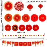 Winlyn 20 Pcs Bulk Chinese New Year Party Decorations Chinese Red Lanterns Oriental Hanging Lucky Paper Fans New Year Banner for Asian Lunar New Year The Year of Snake Festival...