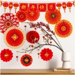 Winlyn 20 Pcs Bulk Chinese New Year Party Decorations Chinese Red Lanterns Oriental Hanging Lucky Paper Fans New Year Banner for Asian Lunar New Year The Year of Snake Festival...
