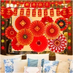 Winlyn 20 Pcs Bulk Chinese New Year Party Decorations Chinese Red Lanterns Oriental Hanging Lucky Paper Fans New Year Banner for Asian Lunar New Year The Year of Snake Festival...