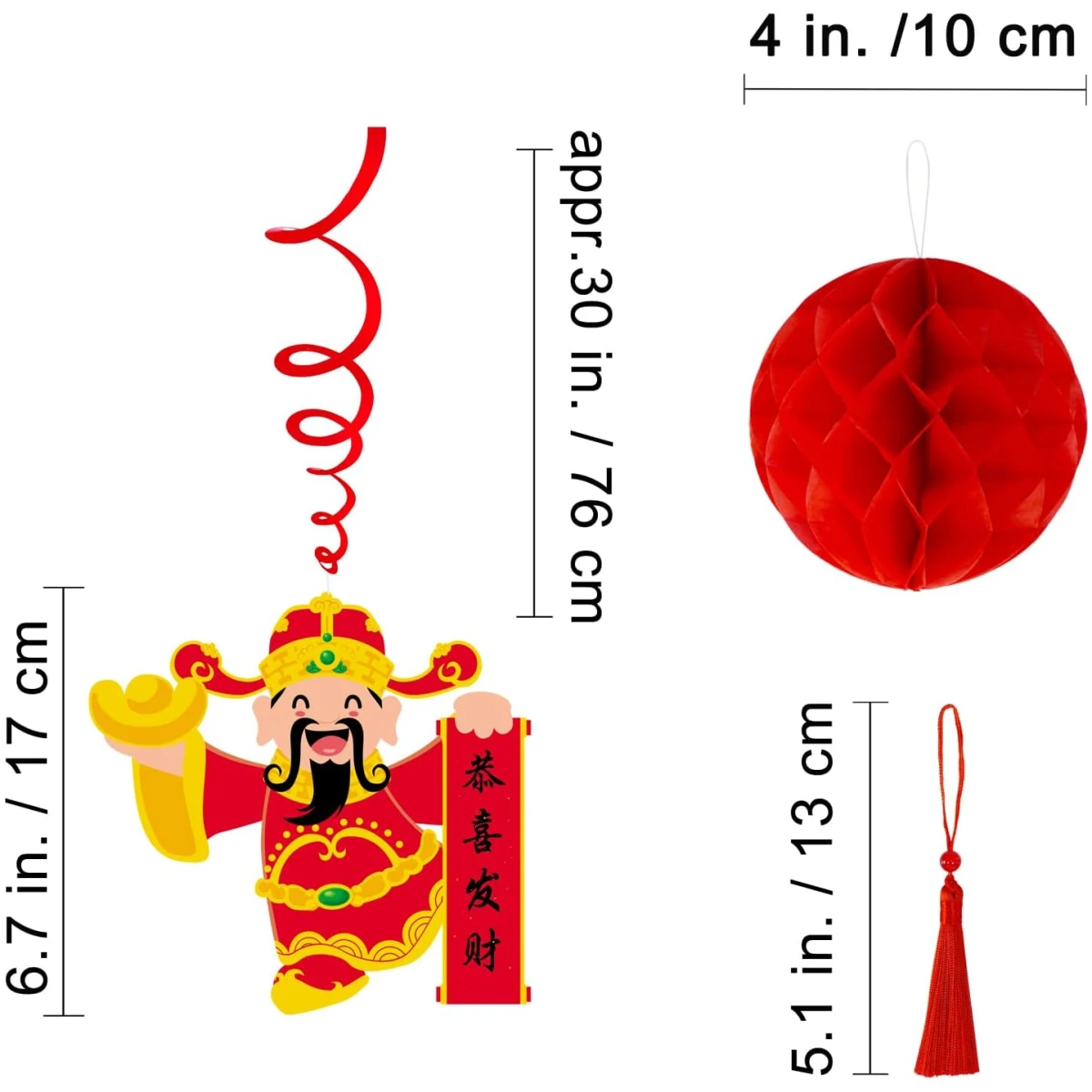 Winlyn Bulk Chinese New Year Party Decorations Oriental Hanging Red Lanterns Lucky Garland Party Swirls New Year Banner Honeycomb Balls for Asian Lunar New Year Snake Year...