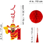 Winlyn Bulk Chinese New Year Party Decorations Oriental Hanging Red Lanterns Lucky Garland Party Swirls New Year Banner Honeycomb Balls for Asian Lunar New Year Snake Year...