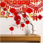 Winlyn Bulk Chinese New Year Party Decorations Oriental Hanging Red Lanterns Lucky Garland Party Swirls New Year Banner Honeycomb Balls for Asian Lunar New Year Snake Year...